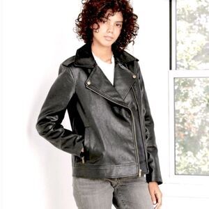 Universal Thread distressed vegan leather motorcycle jacket size medium